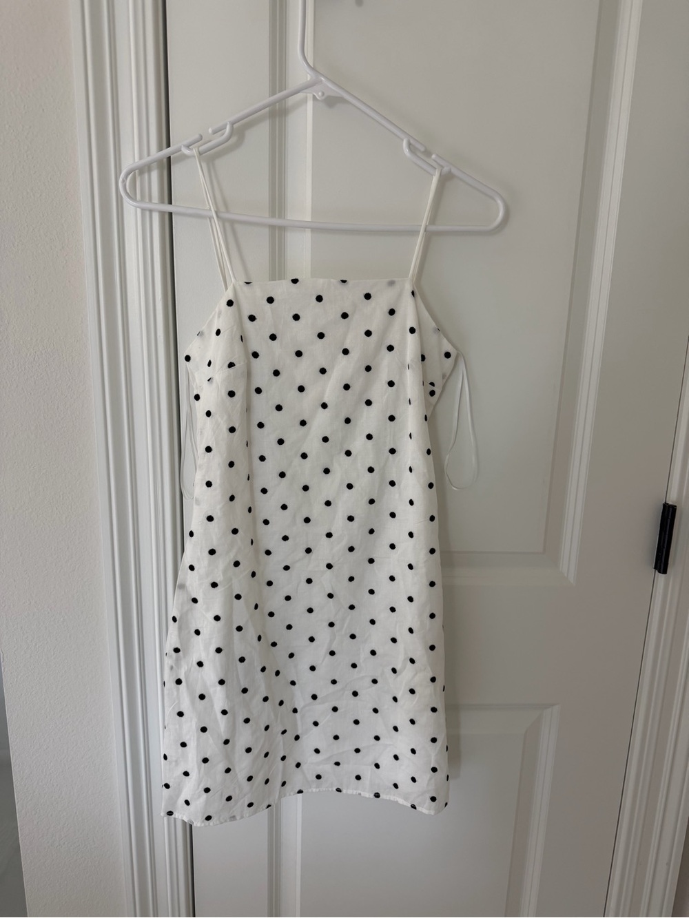 White Mini Dress with Black Polka Dots